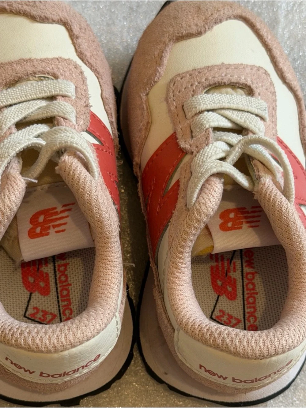 New Balance 237 Kids Pink and Coral Sneaker - Classic 'N' Logo